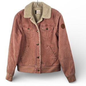 Roxy Desert Sands Pink Corduroy Sherpa Jacket Small